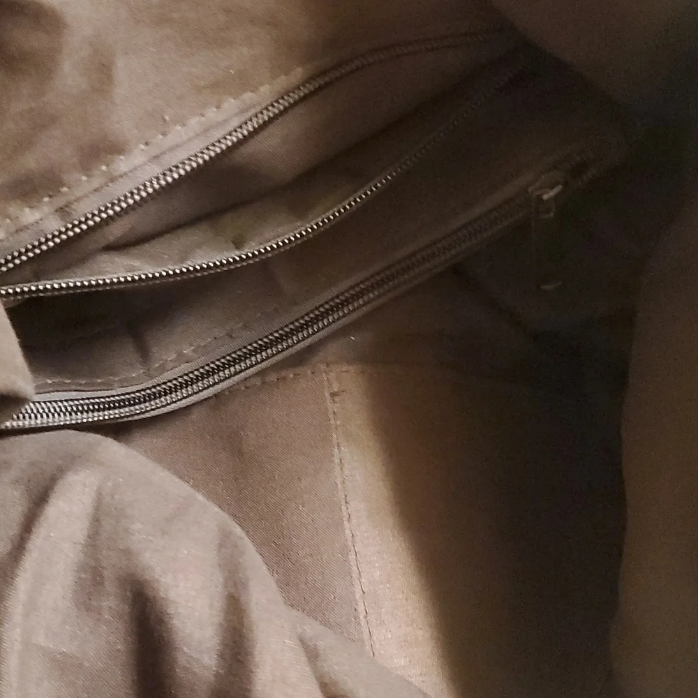 K2 Classic Fashion Crossbody khaki Tote/ messenger bag Canvas/Leather 19x16